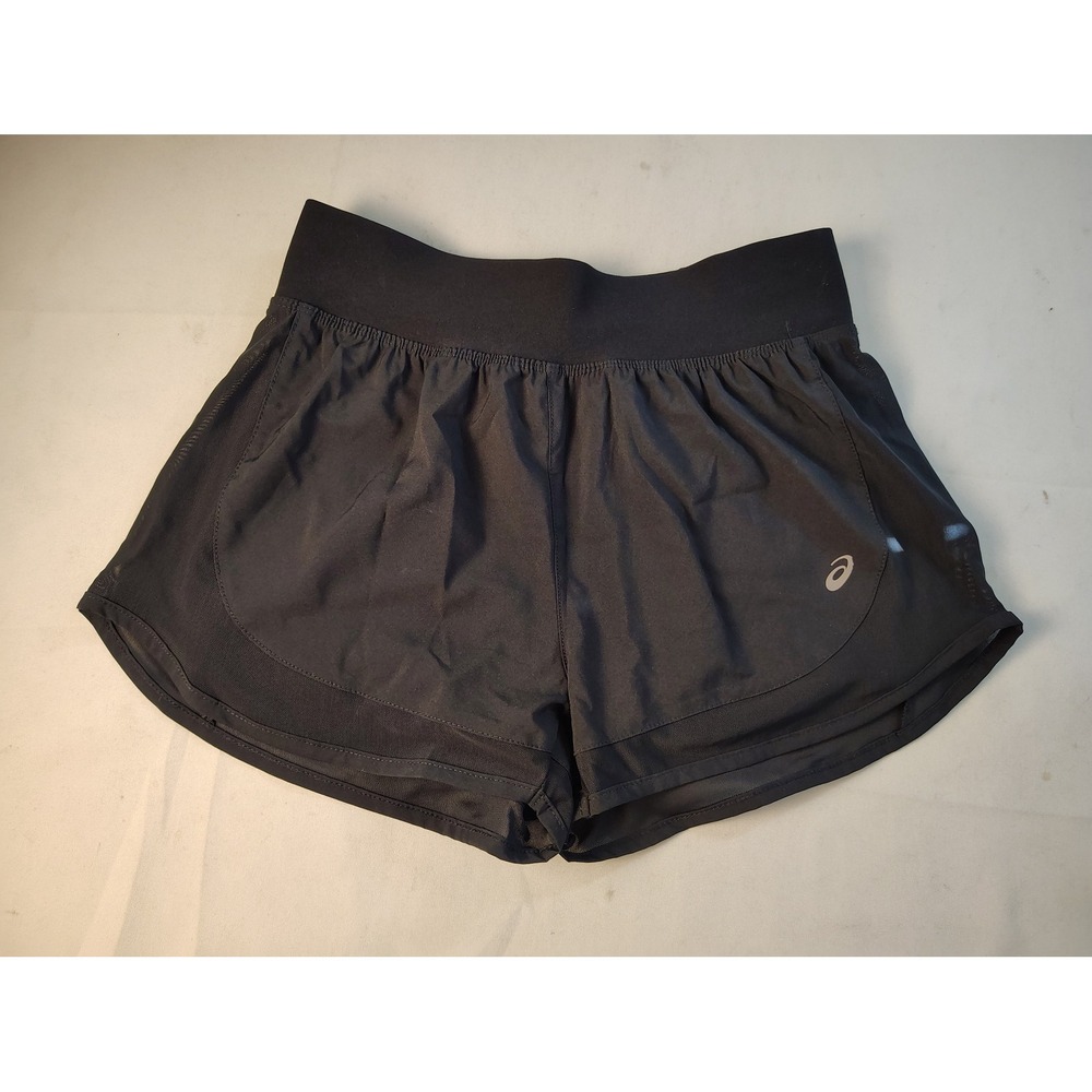Asics Womens Black Running Shorts Mesh Panels Reflective XS RN 83394 Performance
